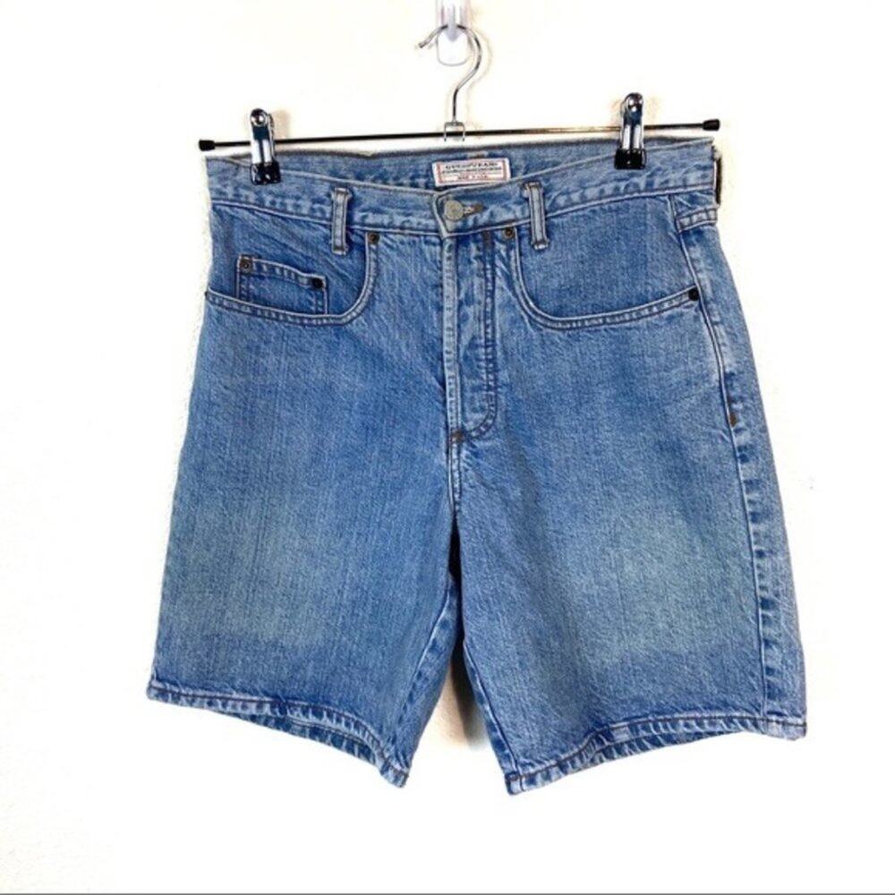 Guess Jean Shorts Light Wash Faded Vintage High Rise Button Fly Women Retro sz 2